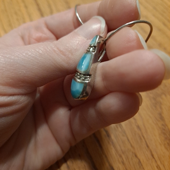 RESERVED Marahlago Larimar Sterling Silver Marina Collection Necklace - Picture 7 of 11